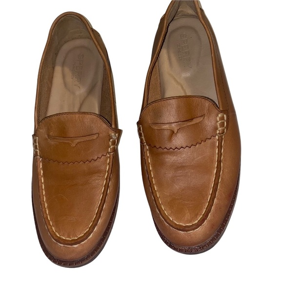 Sperry tan leather seaport penny loafer shoe size 6 - Picture 2 of 6